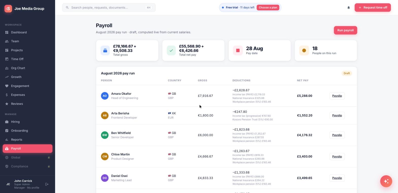 Payroll in Staffvelo